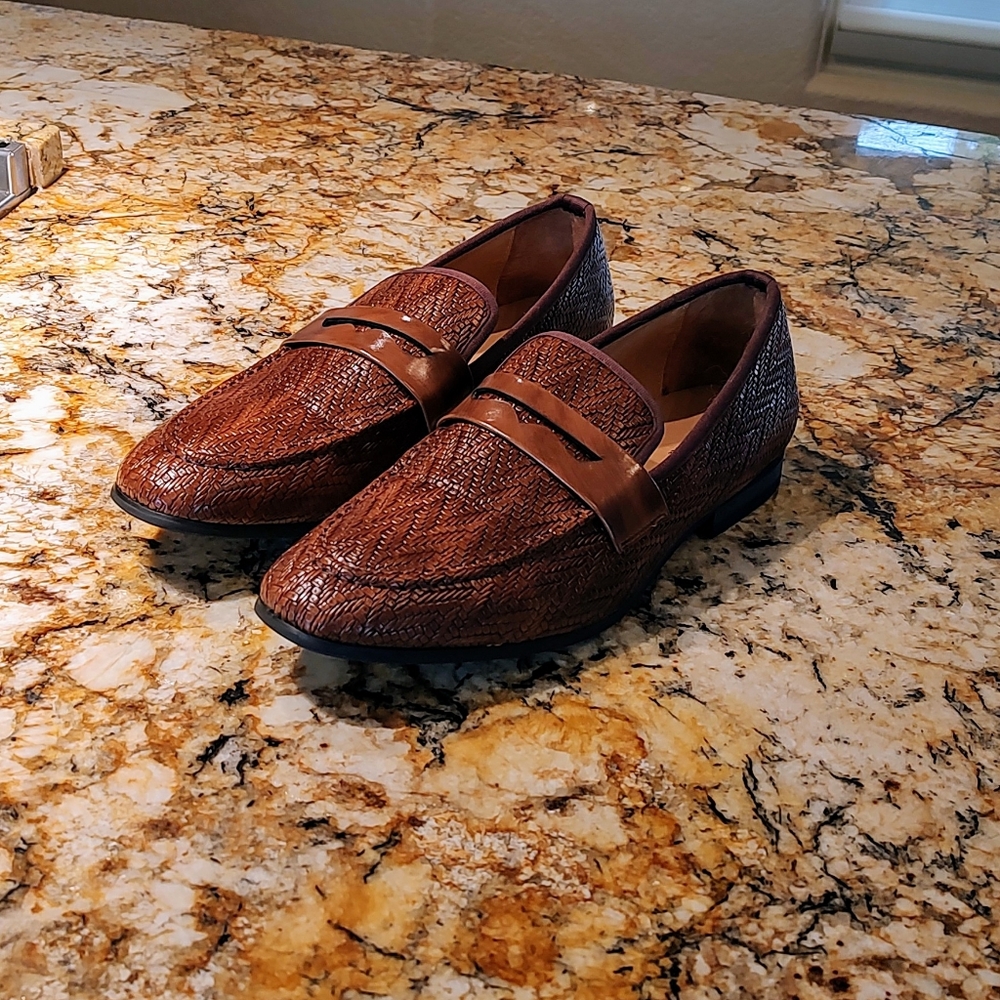 Men's Meijiana brown weave design loafers, size 12 preowned, very good condition - Picture 2 of 15